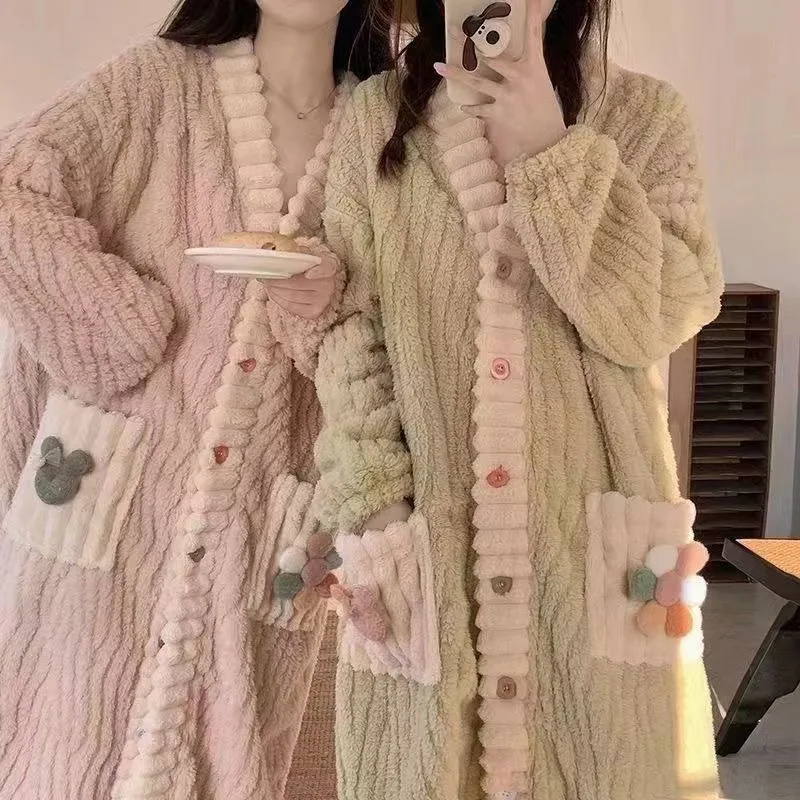 Bathrobe - 여성용 패딩 두꺼운 따뜻한 로브 겨울