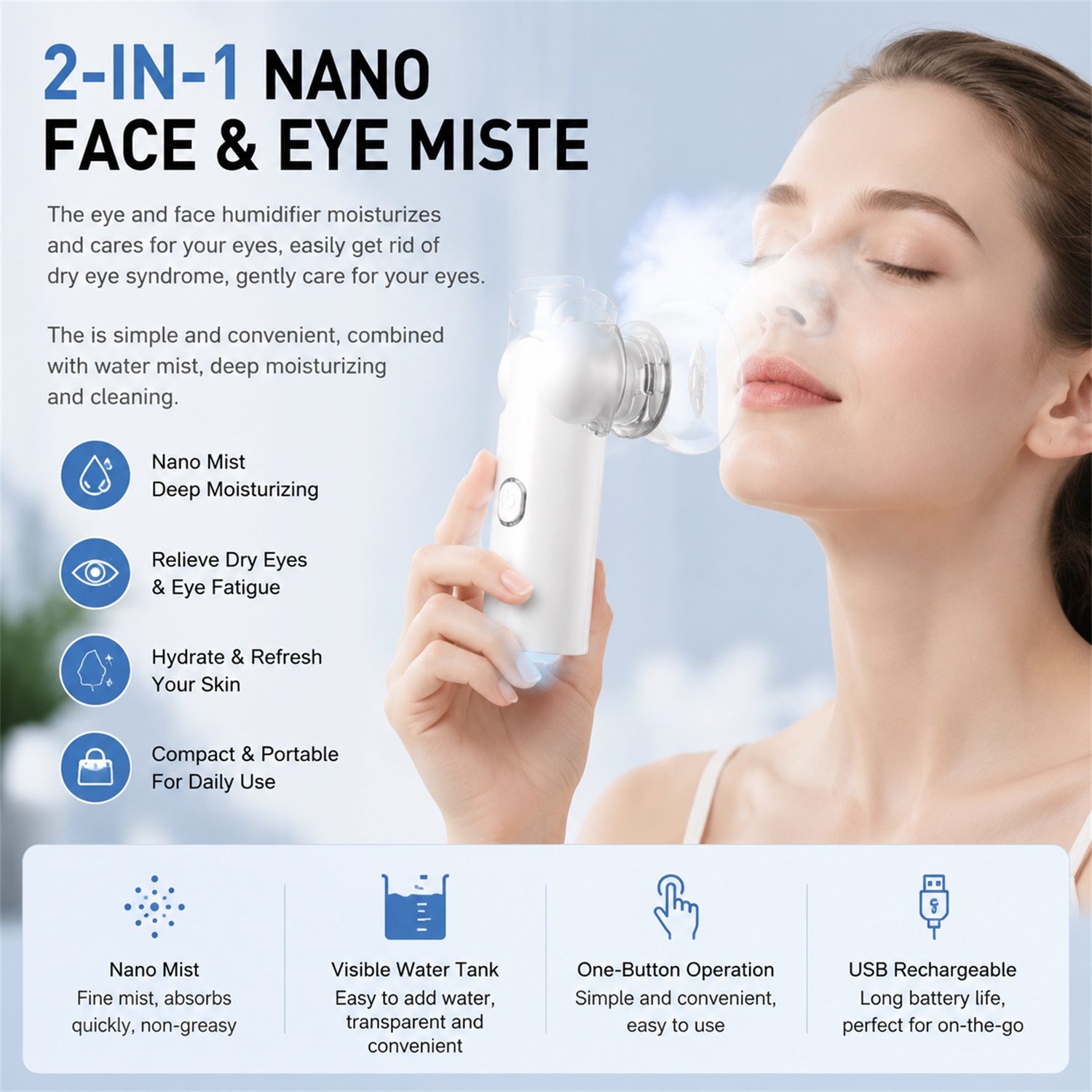 Face Steamer - 2-in-1 메쉬 페이셜 스팀기, 건조한 피부,